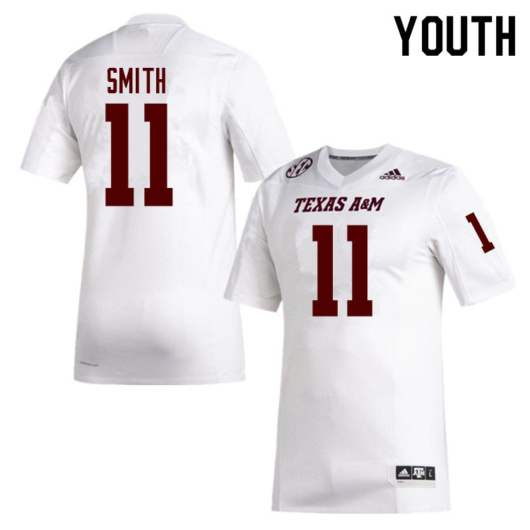Youth #11 Blake Smith Texas A&M Aggies College Football Jerseys Sale-White - Click Image to Close
